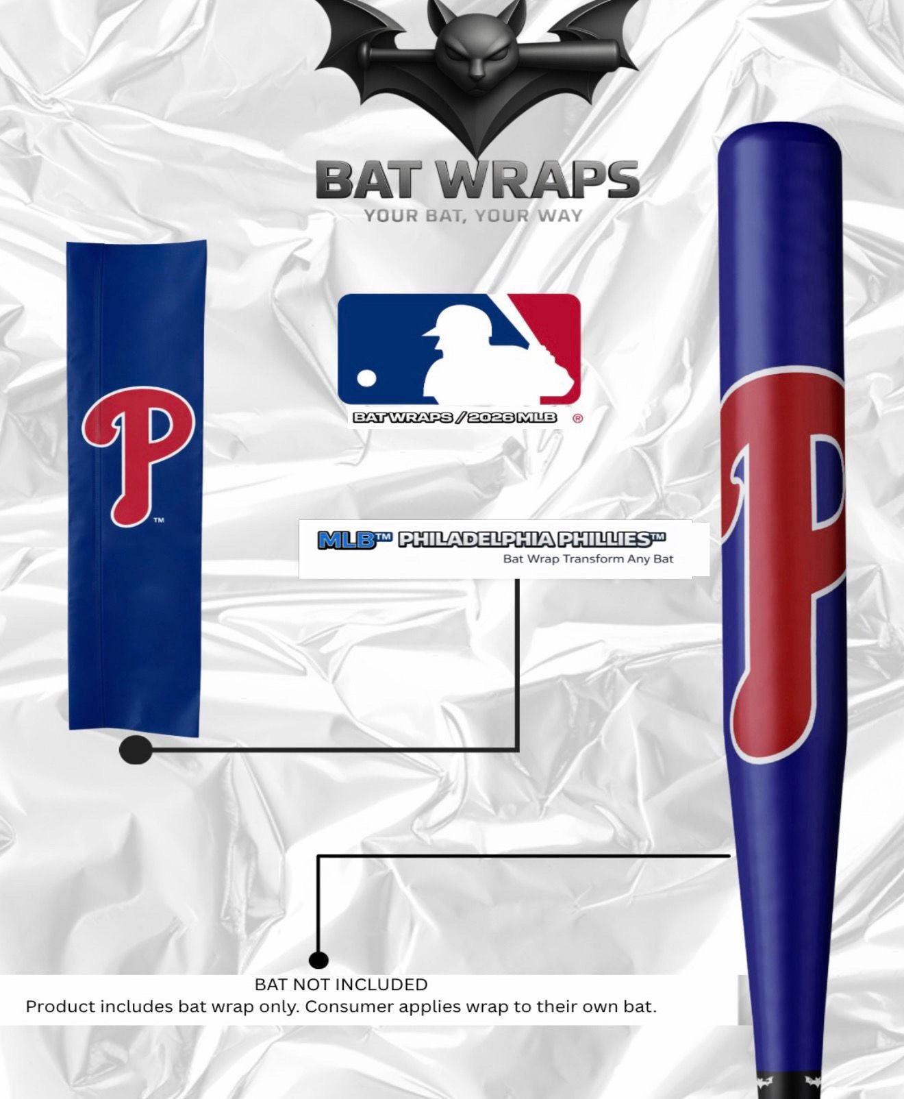 MLB Philadelphia Phillies Bat Wrap For Composite &amp; Wood Bat - Bat Wraps