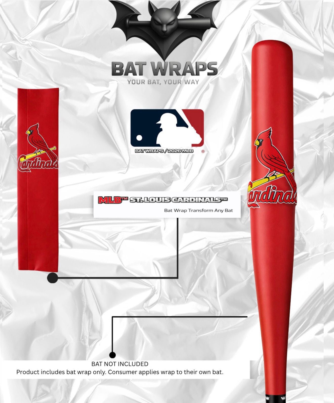 MLB St Louis Cardinals Bat Wrap For Composite &amp; Wood Bat - Bat Wraps