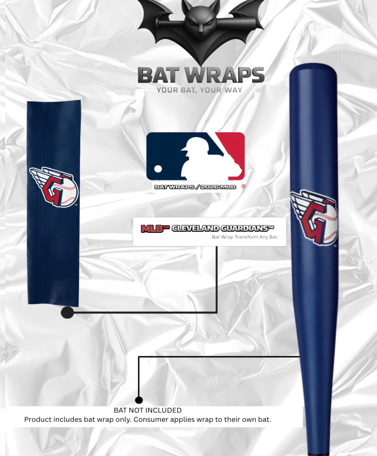 MLB Cleveland Guardians Wrap For Composite &amp; Wood Bat - Bat Wraps