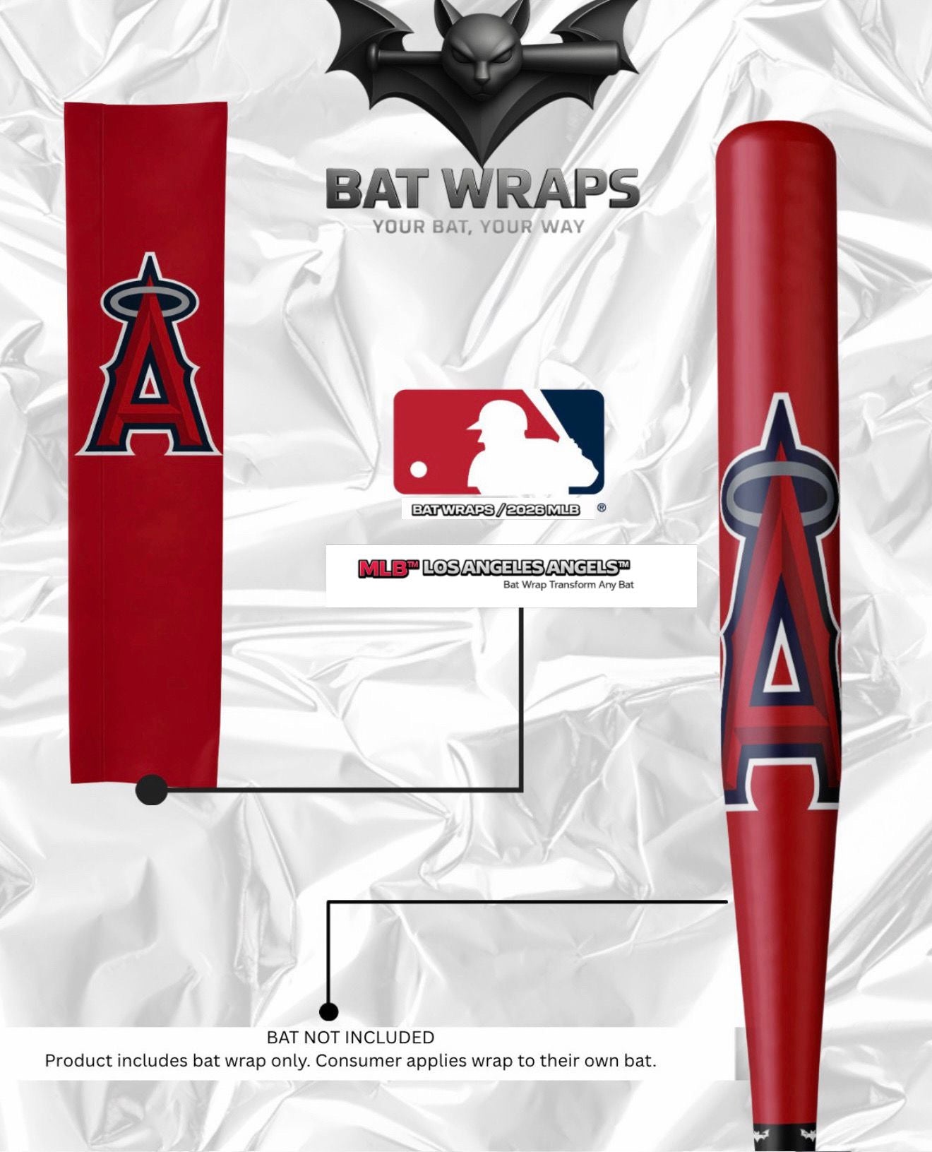 MLB Los Angeles Angels Bat Wrap For Composite &amp; Wood Bat - Bat Wraps