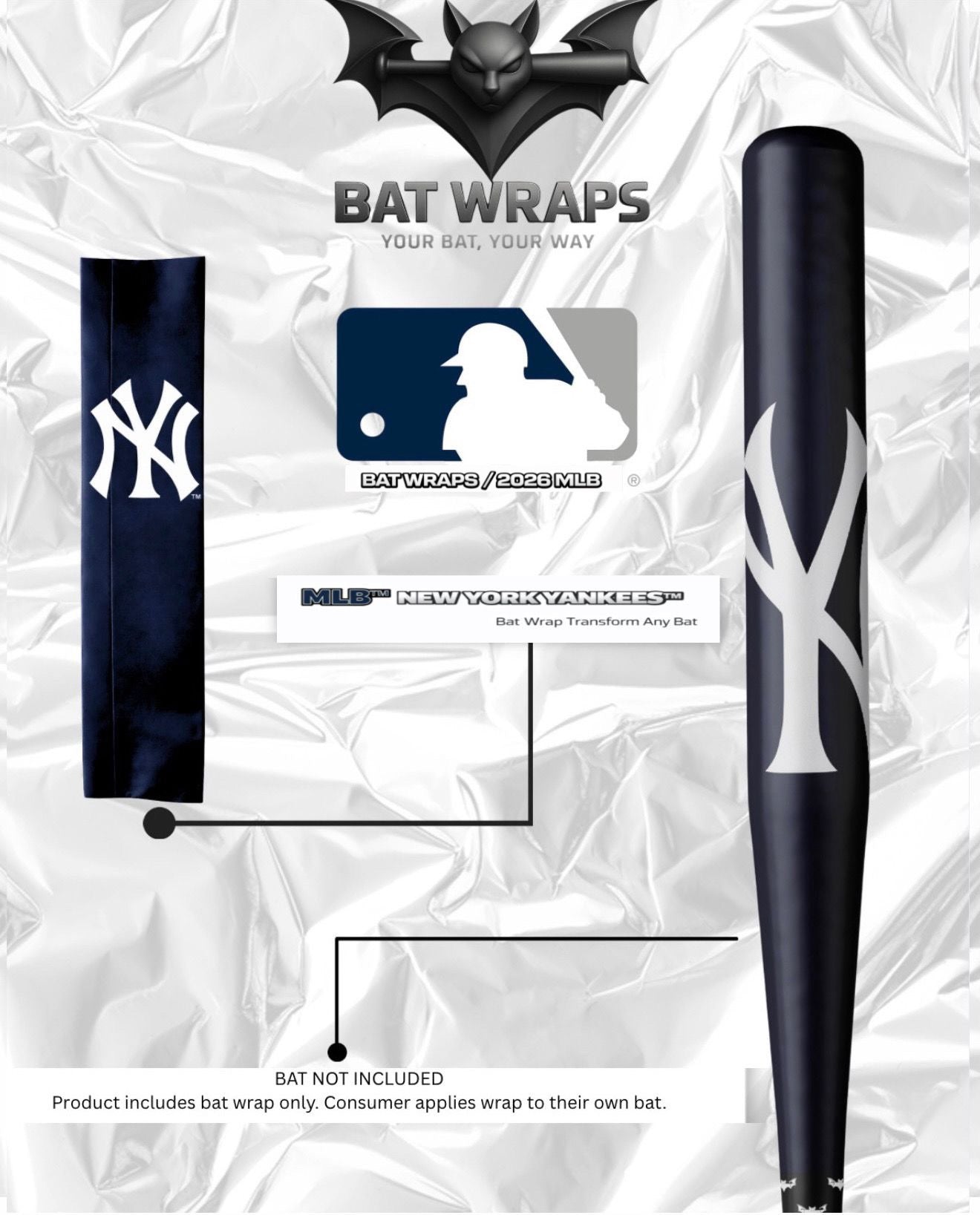 MLB New York Yankees Bat Wrap For Composite &amp; Wood Bat - Bat Wraps