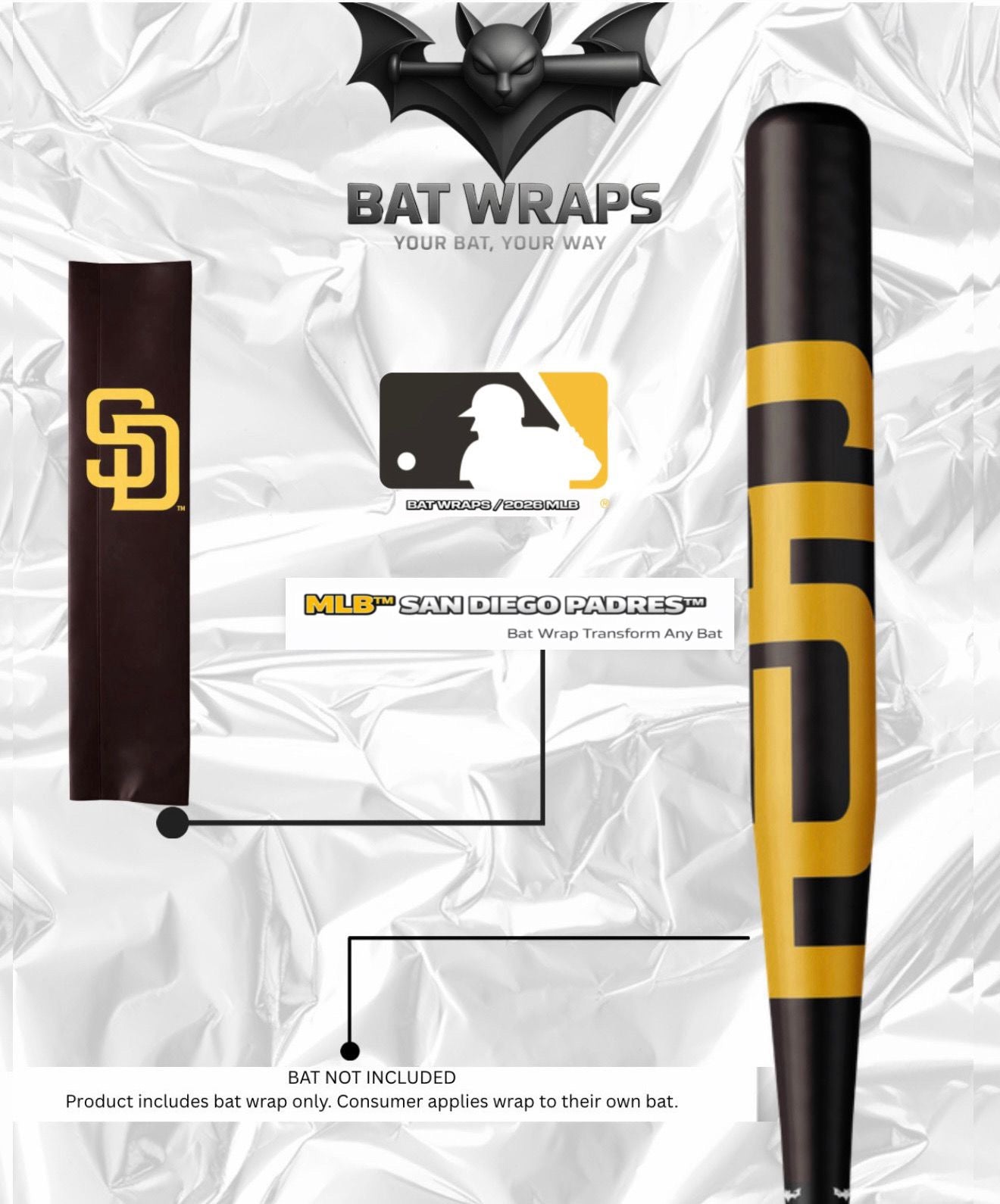 MLB San Diego Padres Bat Wrap For Composite &amp; Wood Bat - Bat Wraps