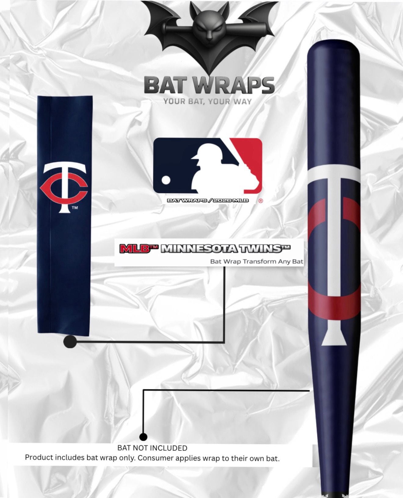 MLB Minnesota Twins Bat Wrap For Composite &amp; Wood Bat - Bat Wraps