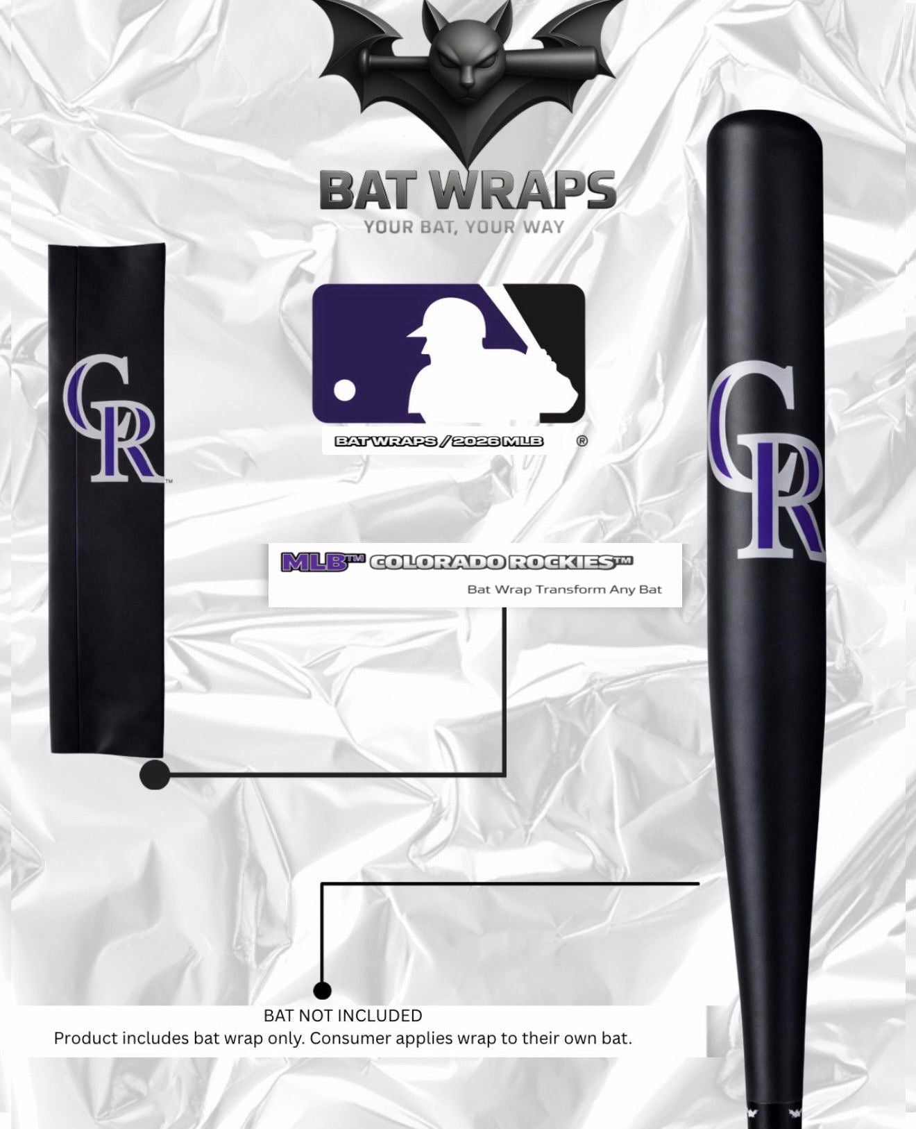 MLB Colorado Rockies Bat Wrap For Composite &amp; Wood Bat - Bat Wraps