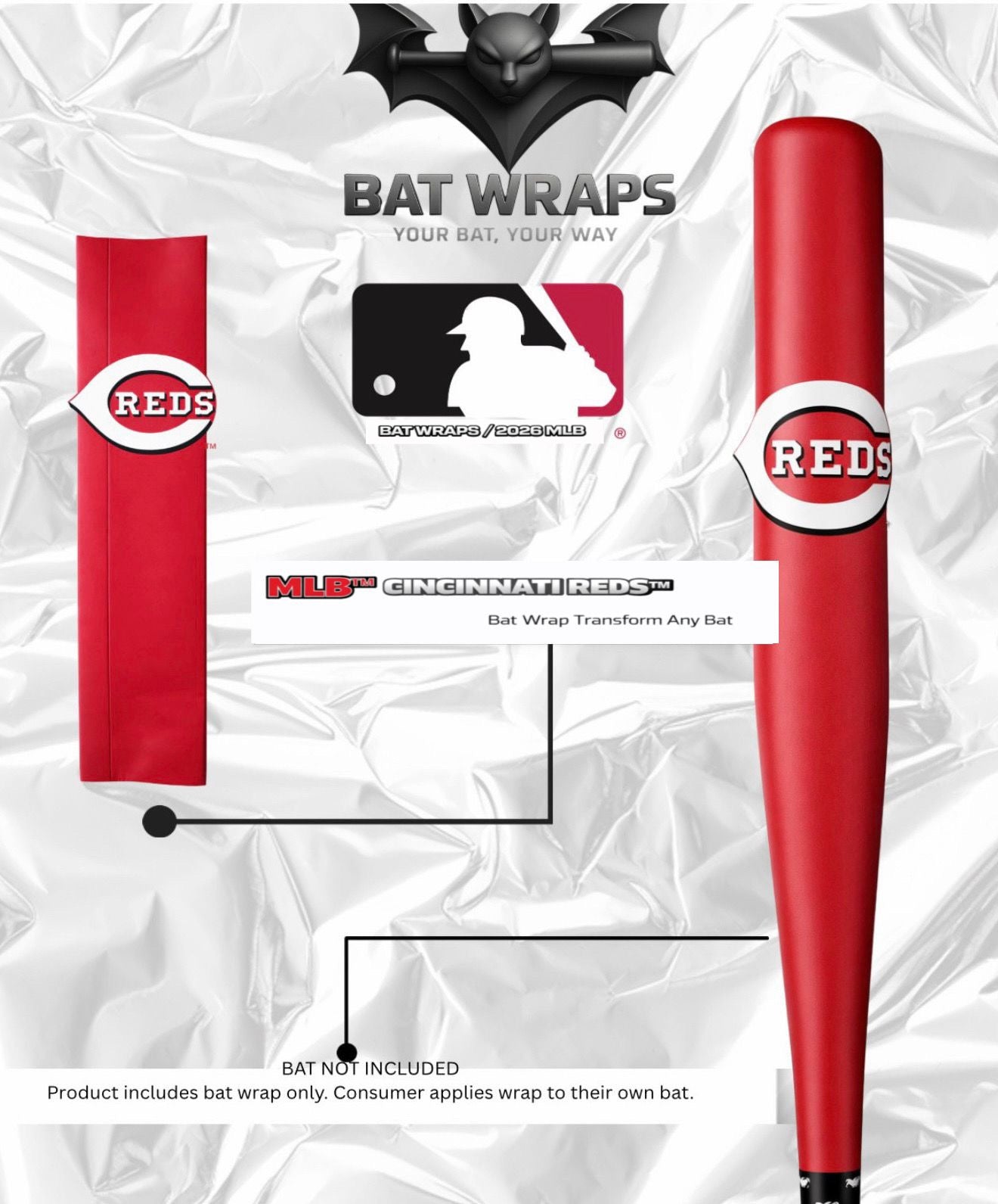 MLB Cincinnati Reds Bat Wrap For Composite & Wood Bat - Bat Wraps
