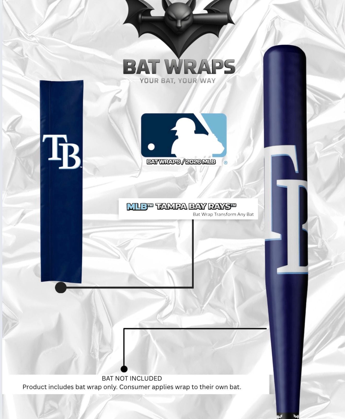MLB Tampa Bay Rays Bat Wrap For Composite & Wood Bat - Bat Wraps