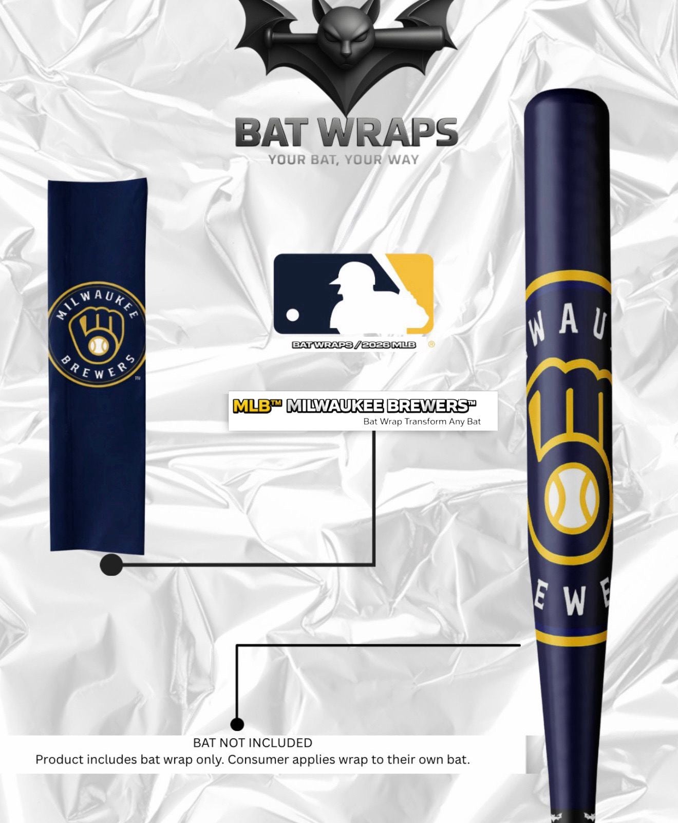 MLB Milwaukee Brewers Bat Wrap For Composite & Wood Bat - Bat Wraps