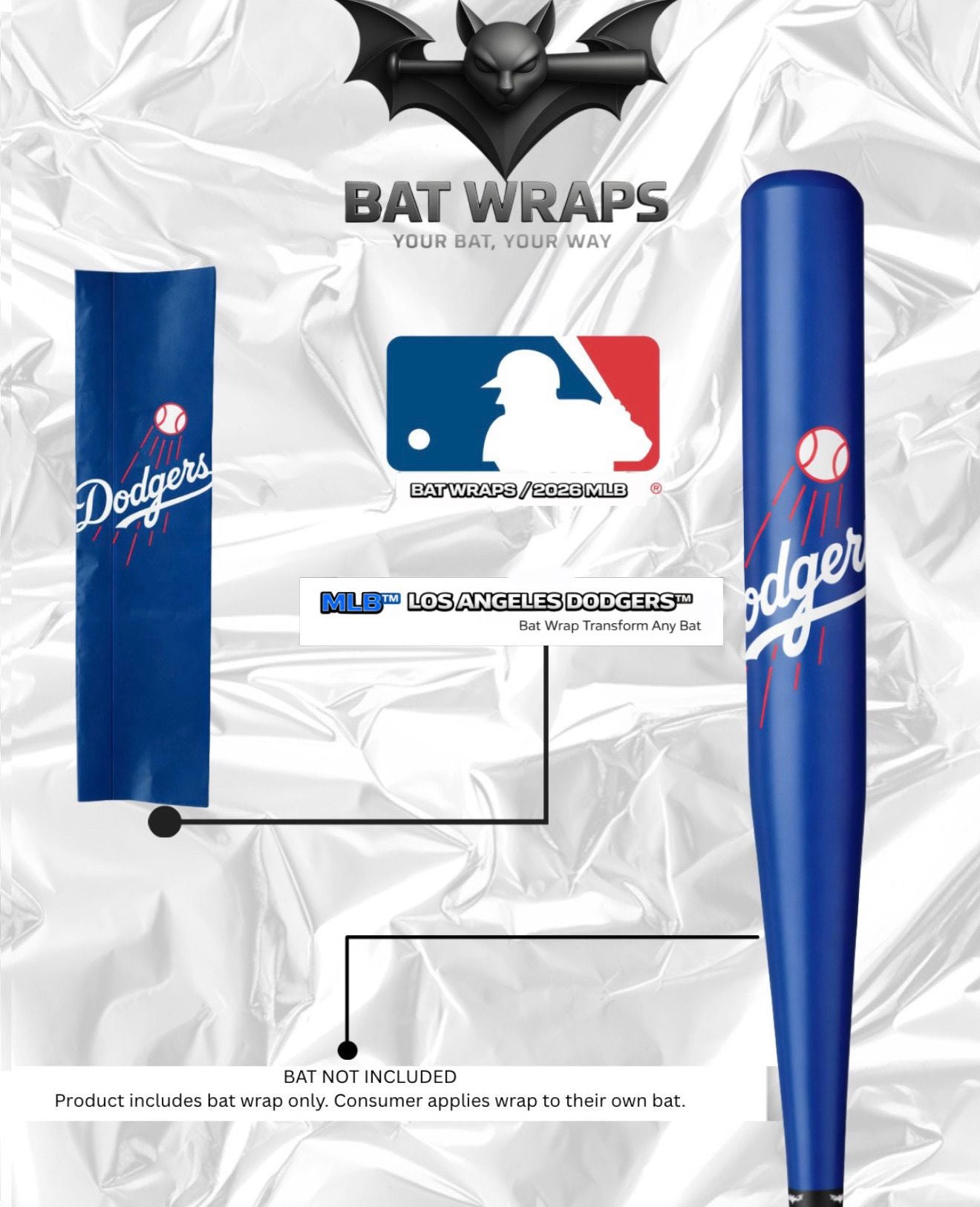 MLB Los Angeles Dodgers Bat Wrap For Composite & Wood Bat - Bat Wraps