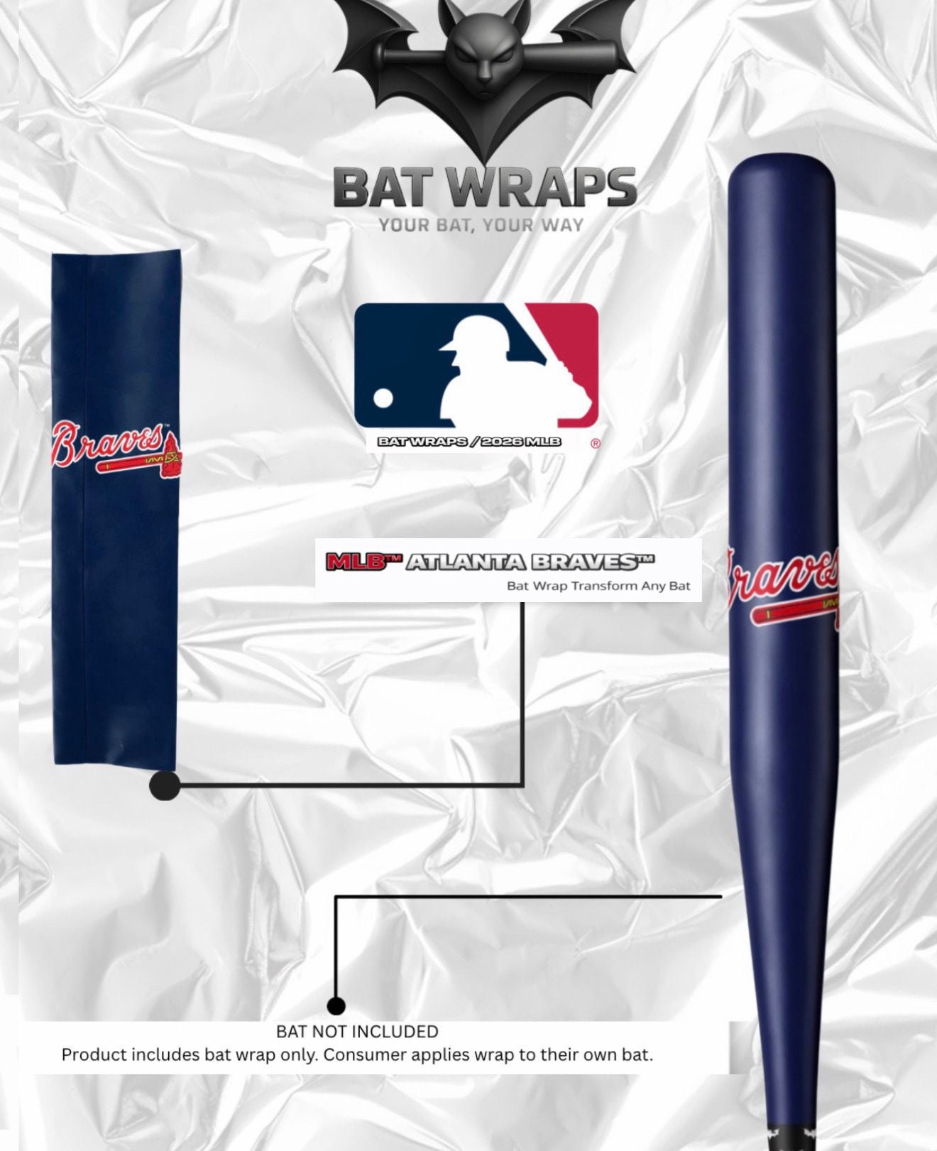 MLB Atlanta Braves Bat Wrap For Composite &amp; Wood Bat - Bat Wraps