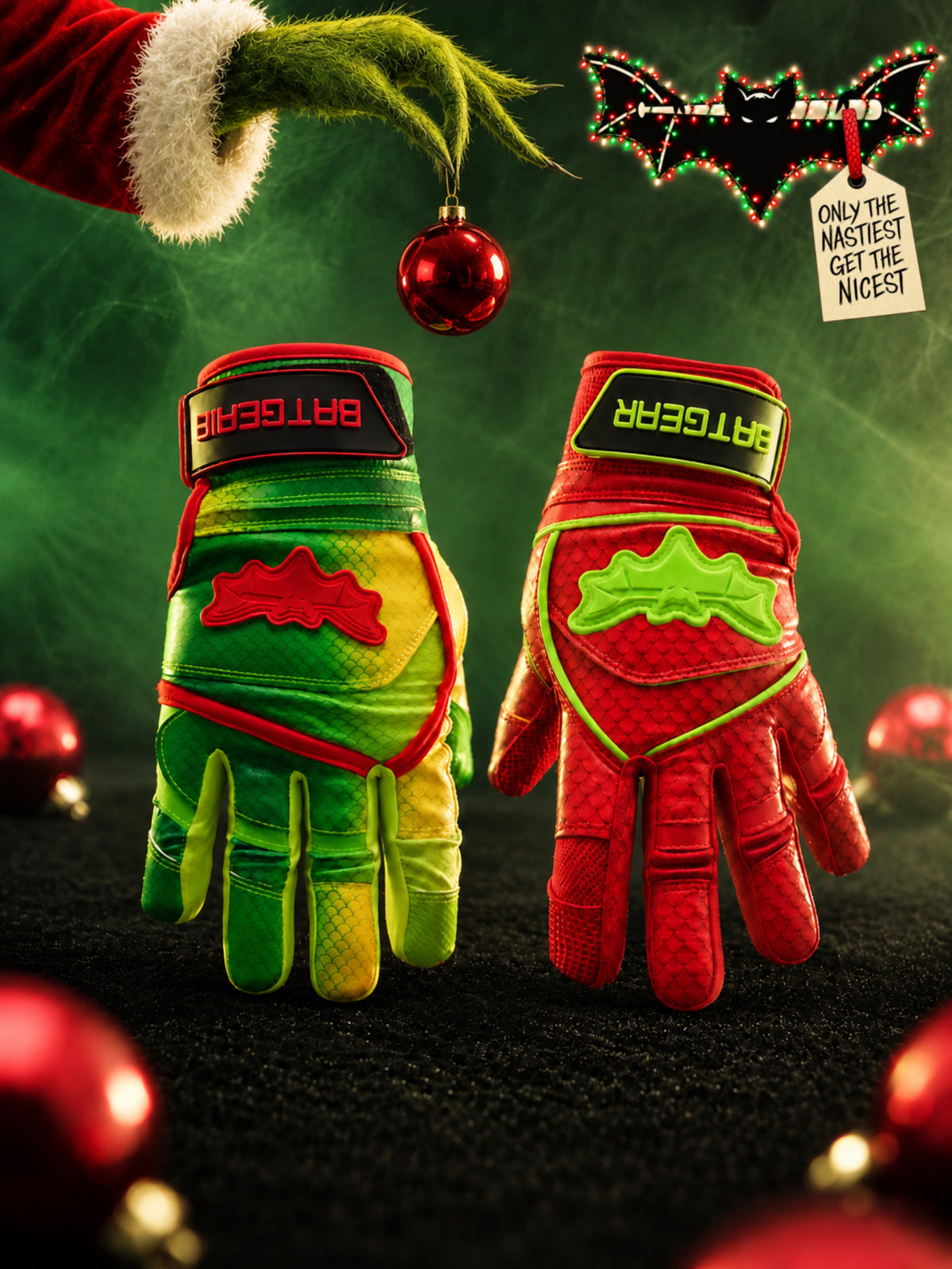 BAT GEAR // GRINCH HOLIDAY Batting Glove Set - Bat Wraps