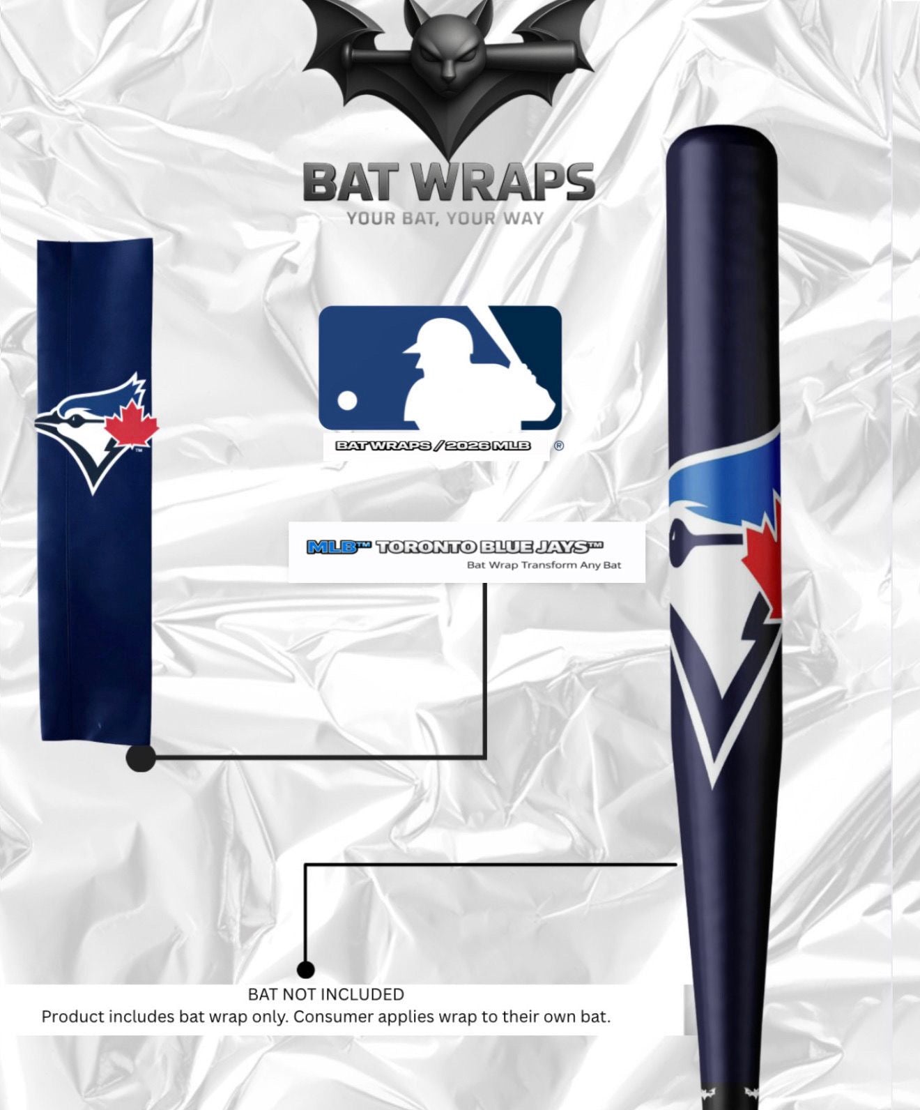 MLB Toronto Blue Jays Bat Wrap For Composite &amp; Wood Bat - Bat Wraps
