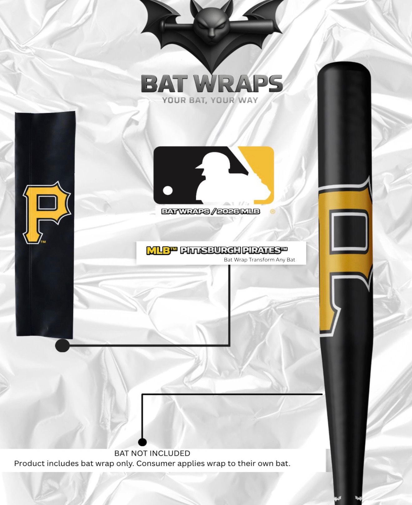 MLB Pittsburgh Pirates Bat Wrap For Composite & Wood Bat - Bat Wraps