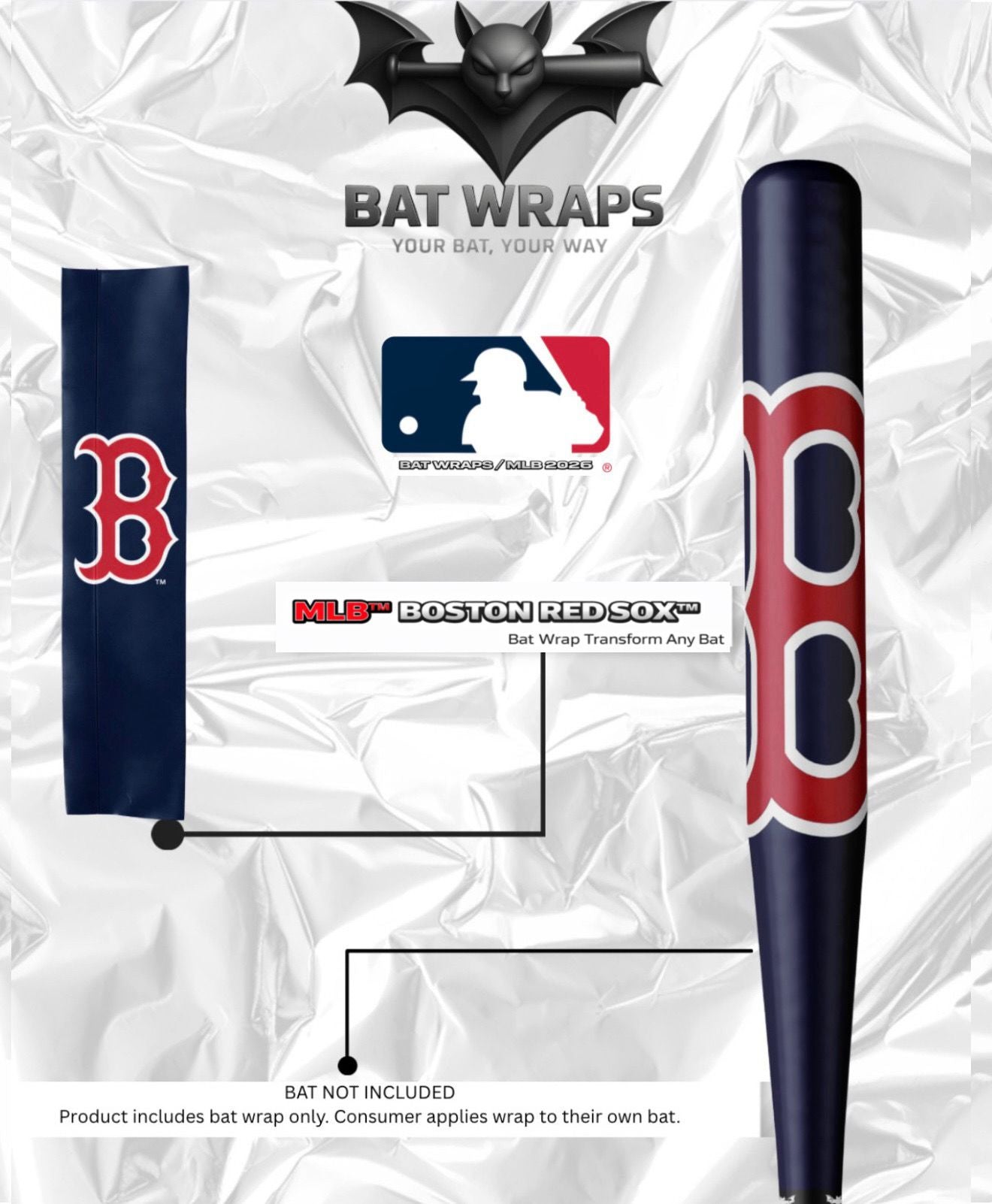 MLB Boston Red Sox Bat Wrap For Composite & Wood Bat - Bat Wraps